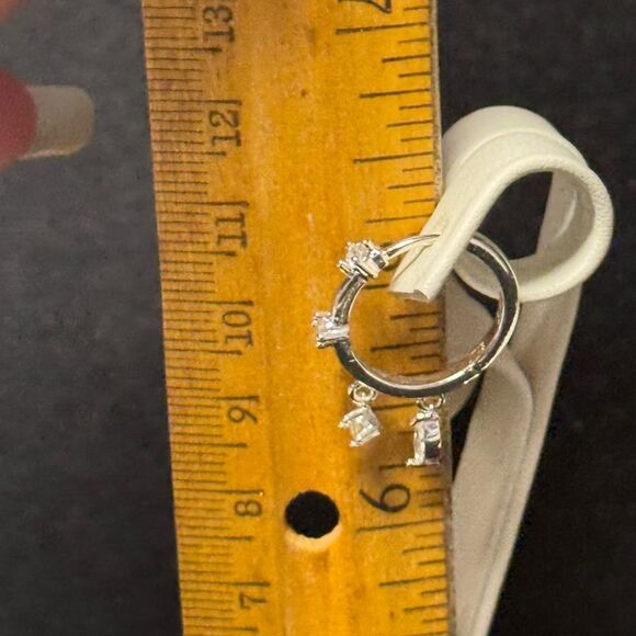 Anne Klein Silver and Crystal Dangle Huggy Earrings 1 inch - Picture 10 of 14